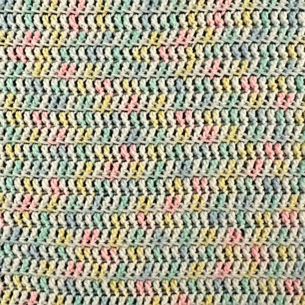 Handmade Crochet Baby Blanket Multicolor Pastel Pink Blue Yellow Crib Stroller